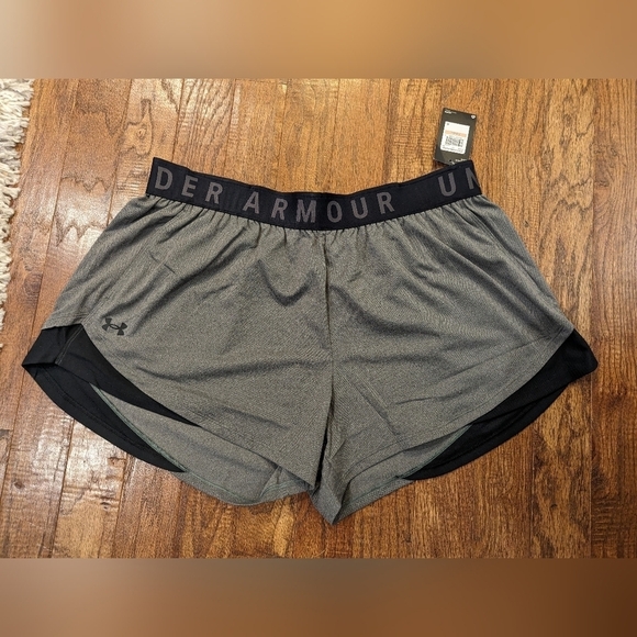 NWT New Under Armour shorts Play Up 3.0 gray & black plus size 2x - Picture 4 of 13